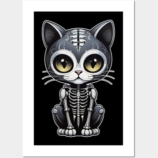 Black Skeleton Cat 2 Posters and Art